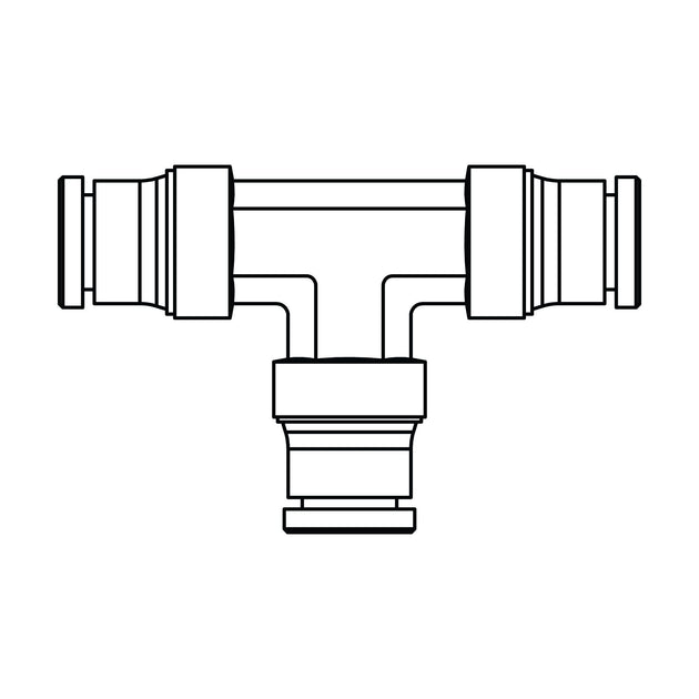 1564 - 12 - 12 - 12 Tube Union Tee, Brass DOT Push - In Fitting - GetHydraulics.com