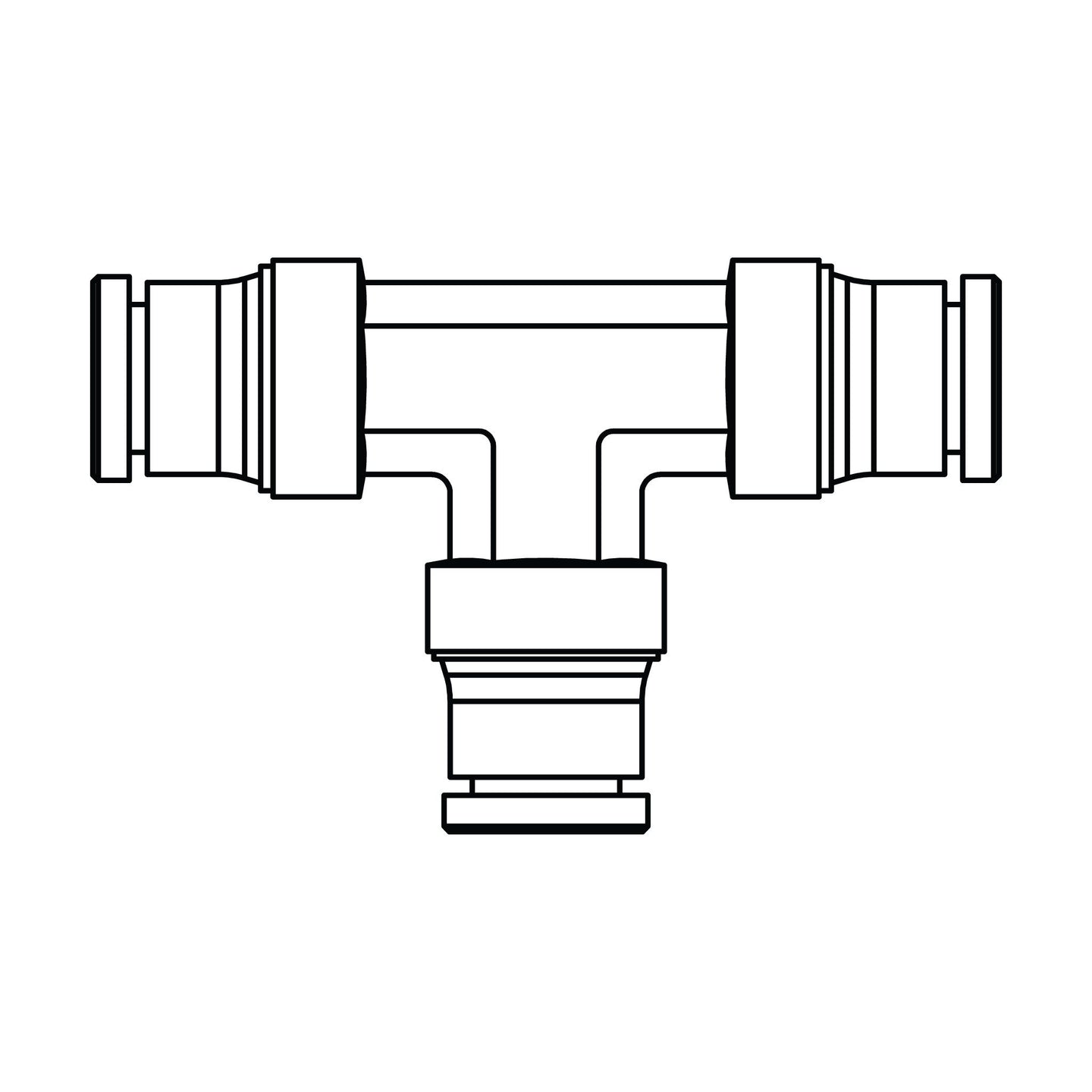1564-12-12-12 Tube Union Tee, Brass DOT Push-In Fitting