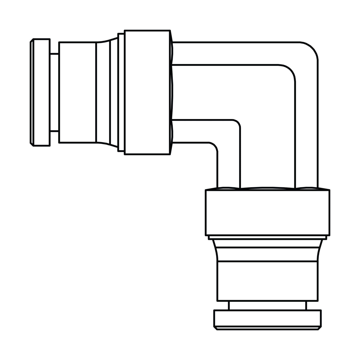 1565-04-04 Tube Union Elbow 90°, Brass DOT Push-In Fitting