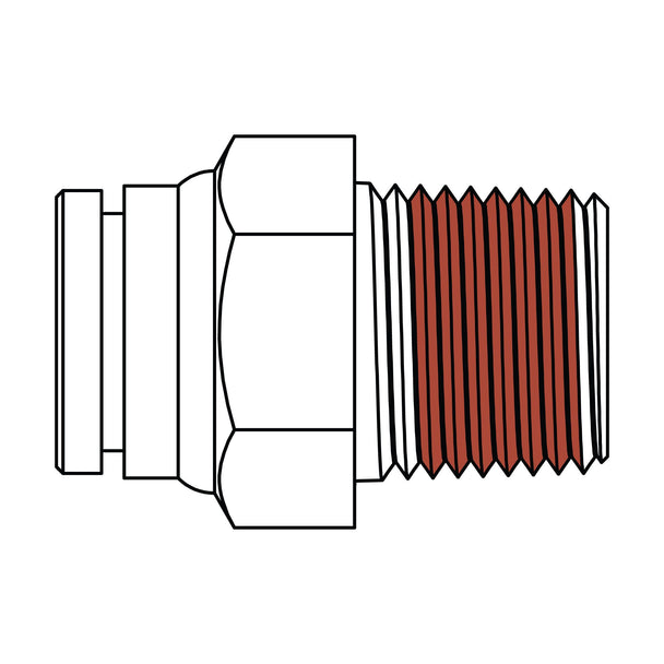 1568-12-12 Tube to Pipe, Brass DOT Push-In Fitting