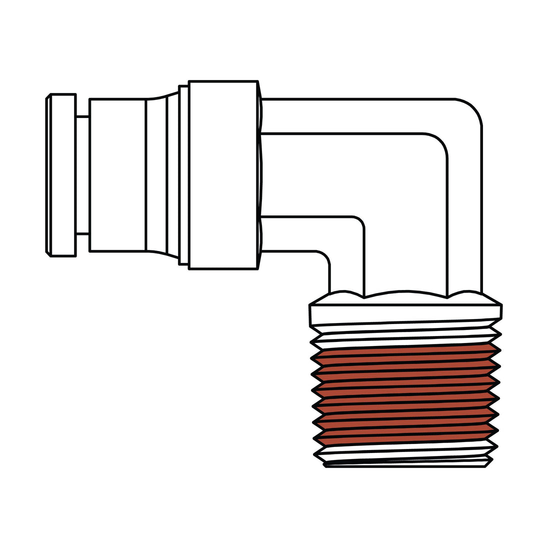 1569-04-04 Tube to Pipe Elbow 90°, Brass DOT Push-In Fitting