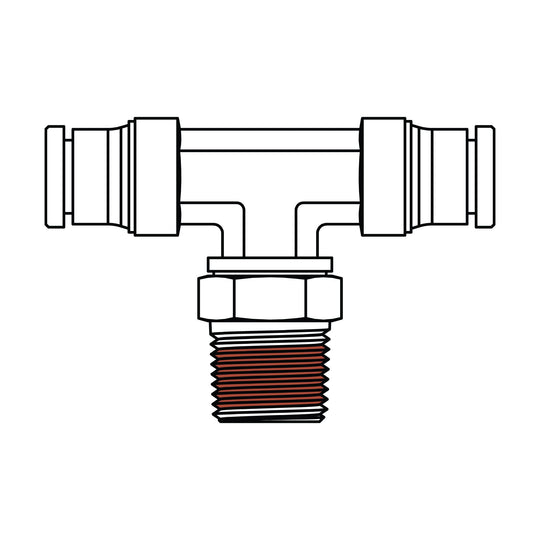 1572 - 08 - 08 - 04 Tube to Pipe Swivel Branch Tee, Brass DOT Push - In Fitting - GetHydraulics.com