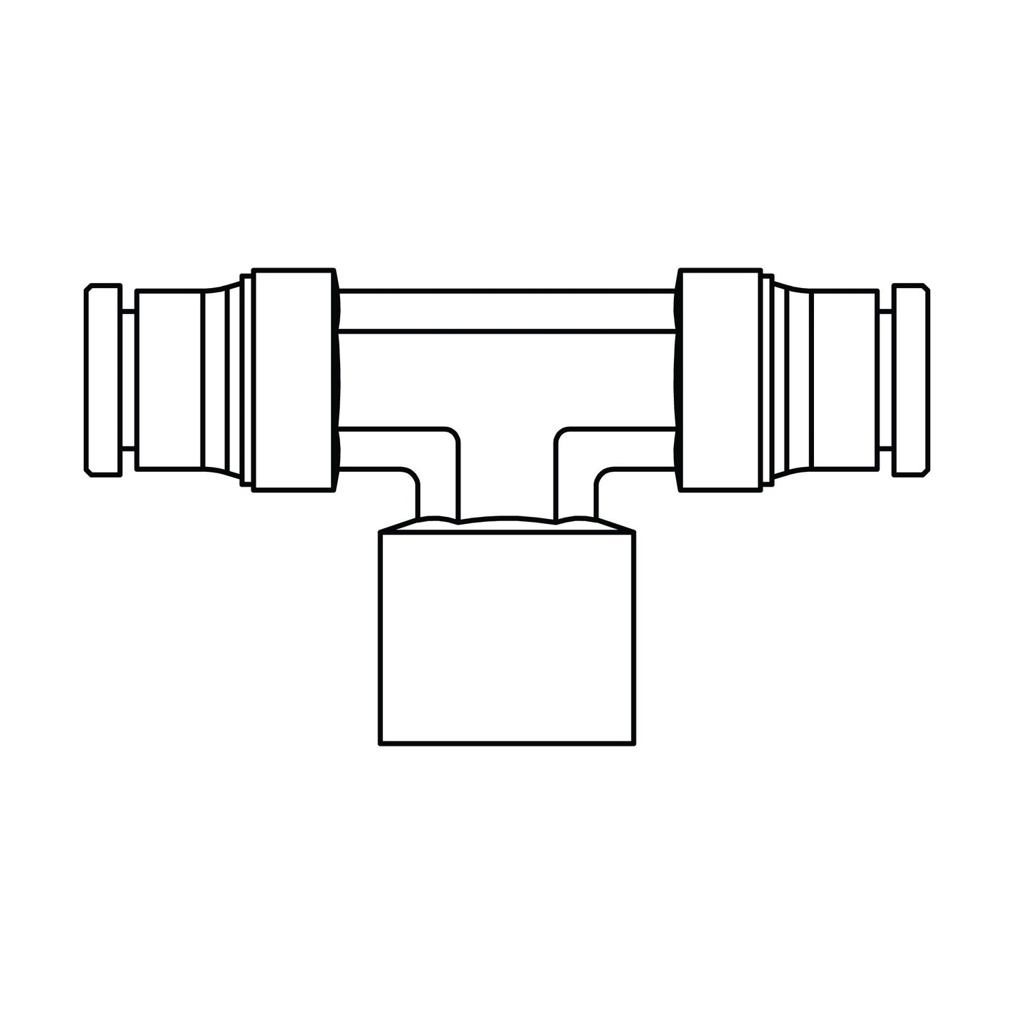 1577-04-04-02 Tube to Pipe Branch Tee, Brass DOT Push-In Fitting