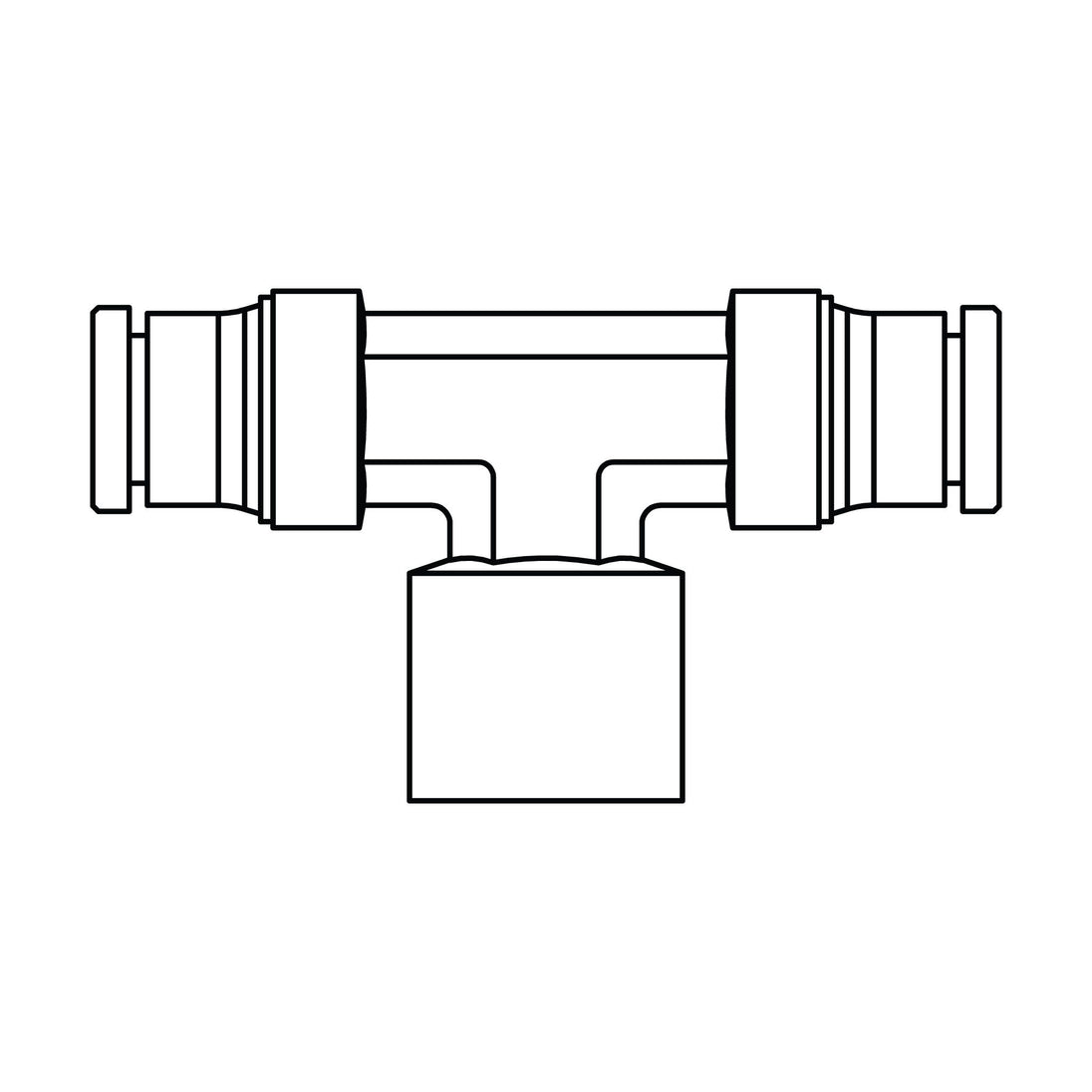 1577-06-06-04 Tube to Pipe Branch Tee, Brass DOT Push-In Fitting