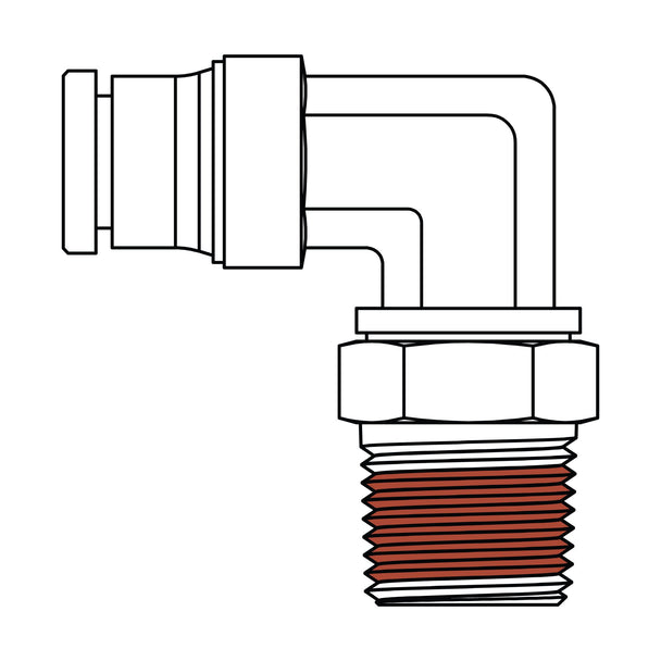 1579-06-02 Tube to Pipe Swivel Elbow 90°, Brass DOT Push-In Fitting
