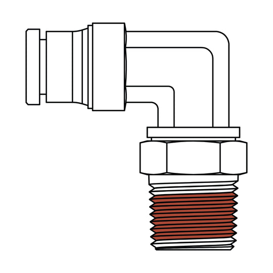 1579-12-12 Tube to Pipe Swivel Elbow 90°, Brass DOT Push-In Fitting