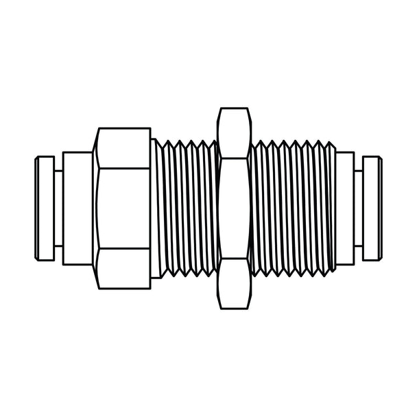 1582 - 04 - 04 Tube Bulkhead Union, Brass DOT Push - In Fitting - GetHydraulics