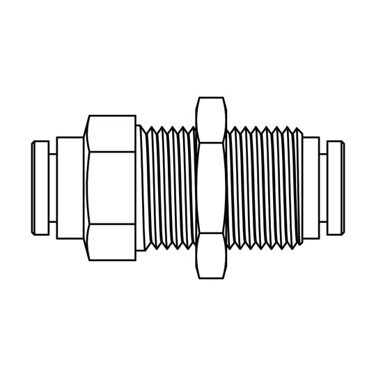 1582 - 06 - 06 Tube Bulkhead Union, Brass DOT Push - In Fitting - GetHydraulics