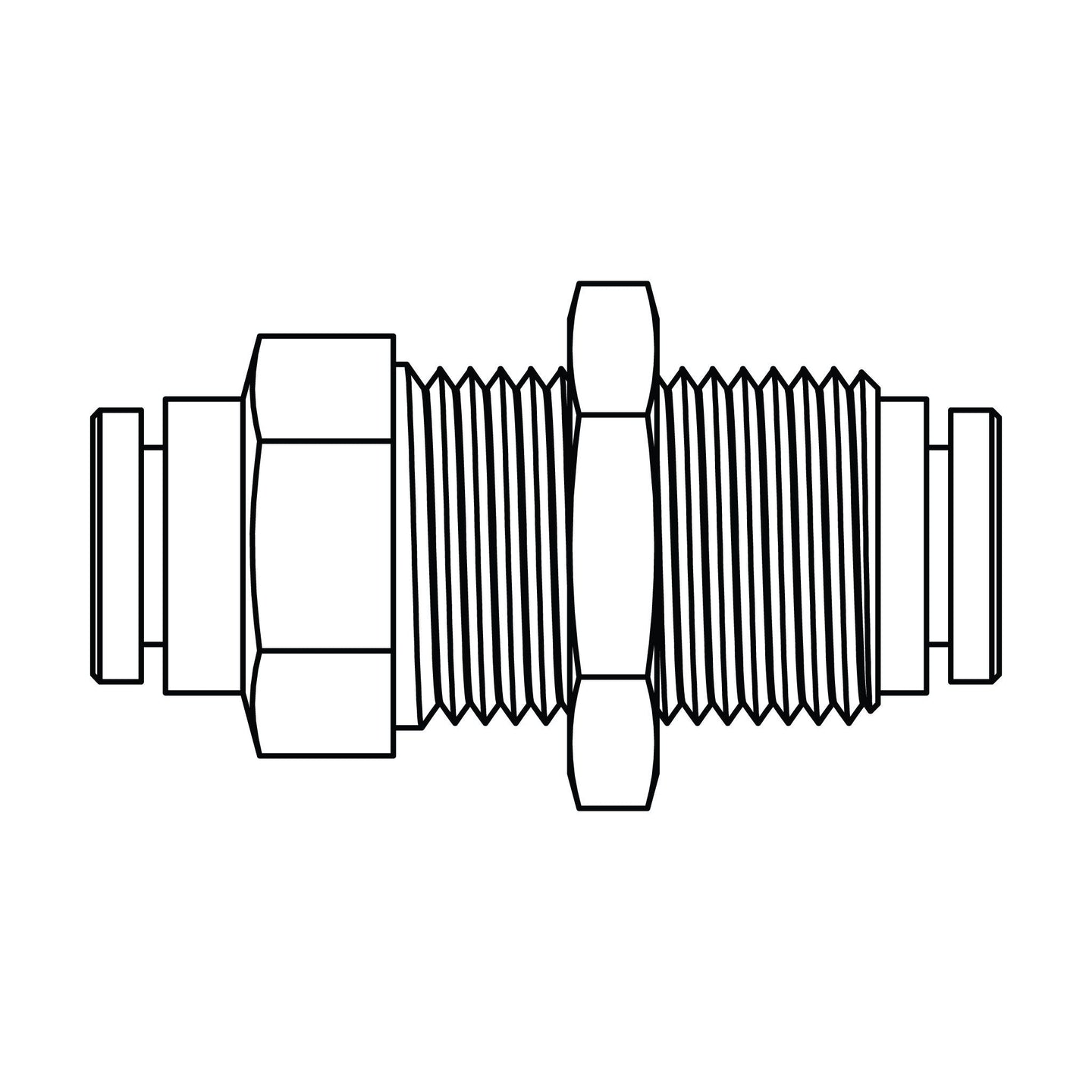 1582 - 10 - 10 Tube Bulkhead Union, Brass DOT Push - In Fitting - GetHydraulics