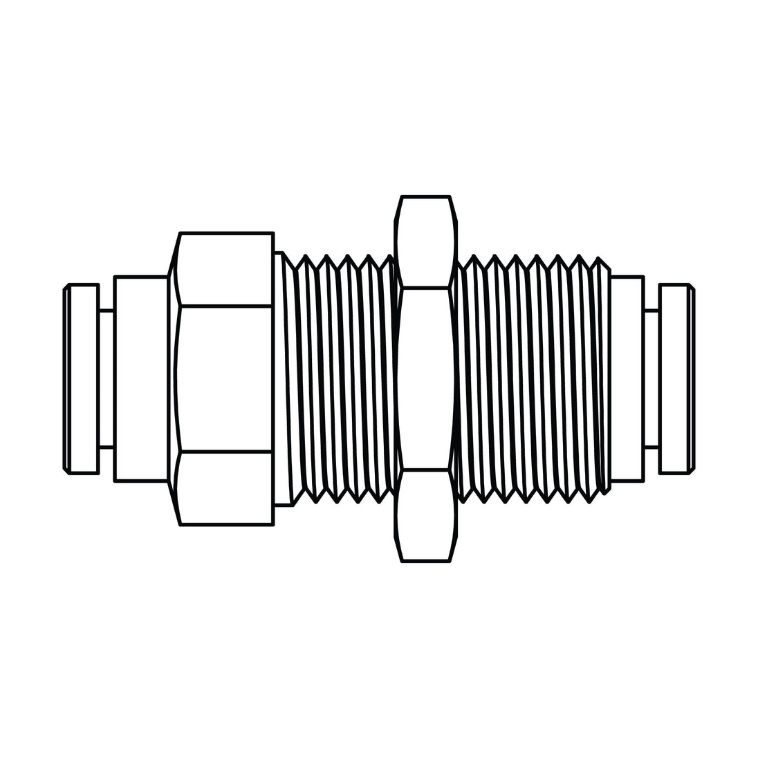 1582-04-04 Tube Bulkhead Union, Brass DOT Push-In Fitting