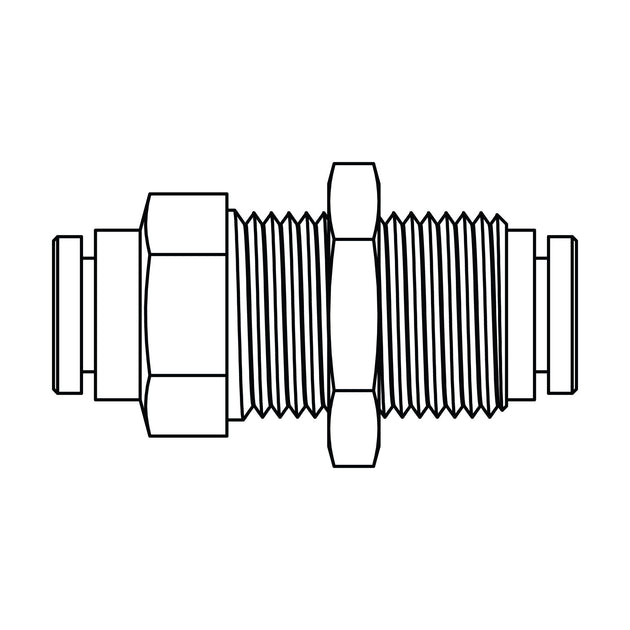 1582-04-04 Tube Bulkhead Union, Brass DOT Push-In Fitting