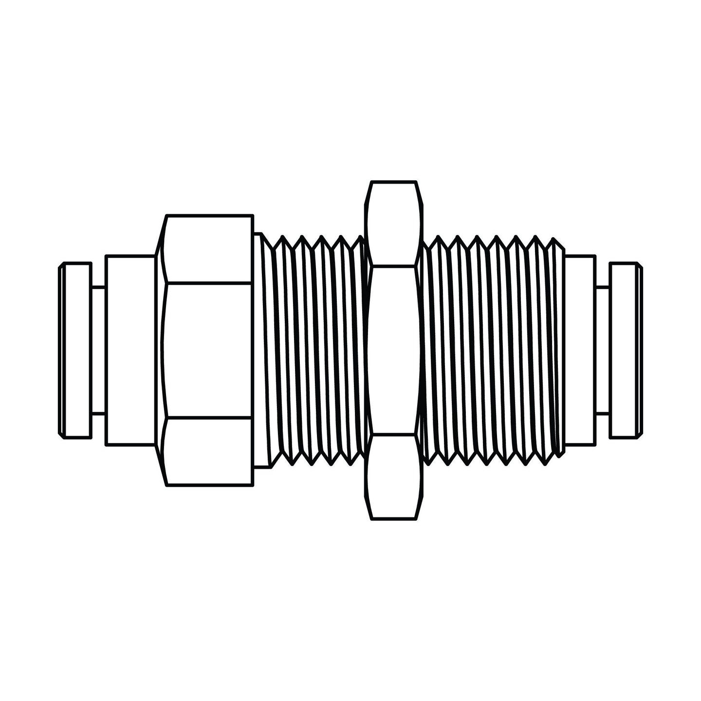 1582-06-06 Tube Bulkhead Union, Brass DOT Push-In Fitting