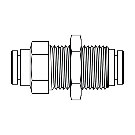 1582-06-06 Tube Bulkhead Union, Brass DOT Push-In Fitting