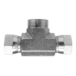 160286 Pipe Swivel Branch Tee, 1/2 - in Female NPTF x 3/8 - in Female NPSM Swivel x 3/8 - in Female NPSM Swivel, Steel - GetHydraulics.com