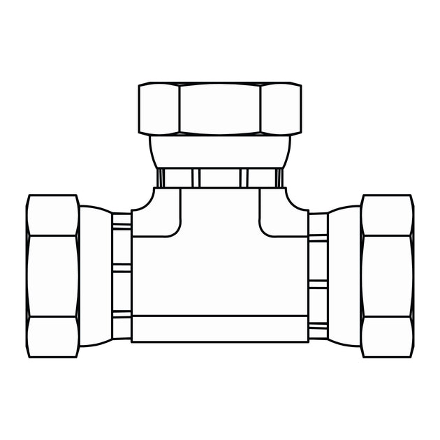 1603 - 02 - 02 - 02 Pipe Swivel Union Tee - GetHydraulics.com