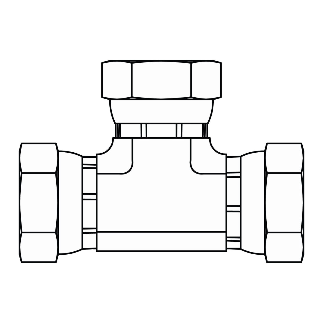 1603 - 06 - 06 - 06 Pipe Swivel Union Tee - GetHydraulics.com