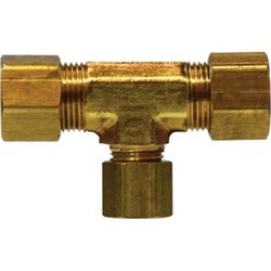 18113 Reducing Tee, 1/4 in Compression x 1/4 in Compression x 3/16 in Compression, Brass - GetHydraulics.com