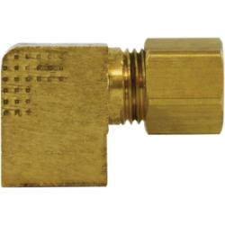 18253B 90 deg Barstock Elbow, 1/4 in Compression x 1/8 in FNPTF, Brass - GetHydraulics.com