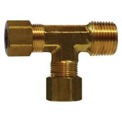 18281 Run Tee, 1/2 in Tube OD x 3/8 in Male NPTF x 1/2 in Tube OD, Brass - GetHydraulics.com