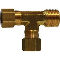 18285 Tee, 3/4 in Compression x 3/4 in Male NPTF x 3/4 in Compression, Brass - GetHydraulics.com