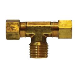 18298 Branch Tee, 3/8 in Tube OD x 3/8 in Tube OD x 1/2 in Male NPTF, Brass - GetHydraulics.com