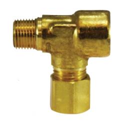 18316 Adapter Tee, 1/4 in Male NPTF x 1/4 in FNPTF x 3/8 in Compression, Brass - GetHydraulics.com