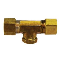 18327 Branch Tee, 5/8 in Compression x 5/8 in Compression x 1/8 in FNPTF, Brass - GetHydraulics.com