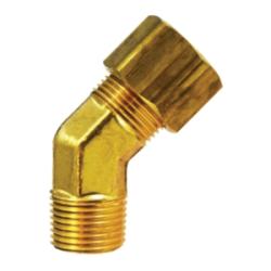 18334 45 deg Elbow, 1/2 in Tube OD x 3/8 in Male NPTF, Brass - GetHydraulics.com