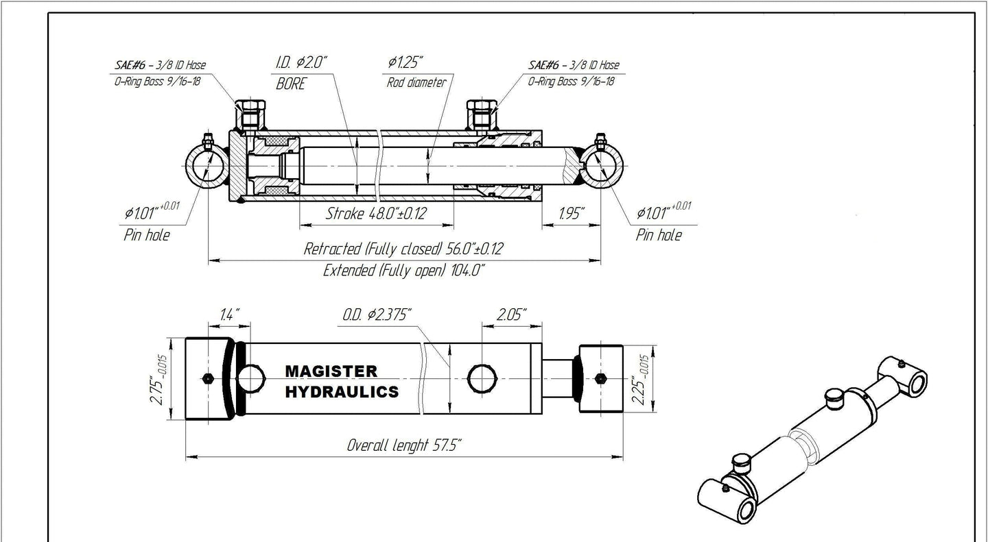 2" Bore Cross Tube Hydraulic Cylinders (Copy) - GetHydraulics