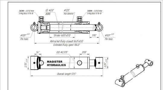 2" Bore Cross Tube Hydraulic Cylinders (Copy) - GetHydraulics