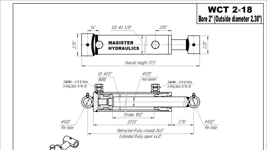 2" Bore Cross Tube Hydraulic Cylinders (Copy) - GetHydraulics