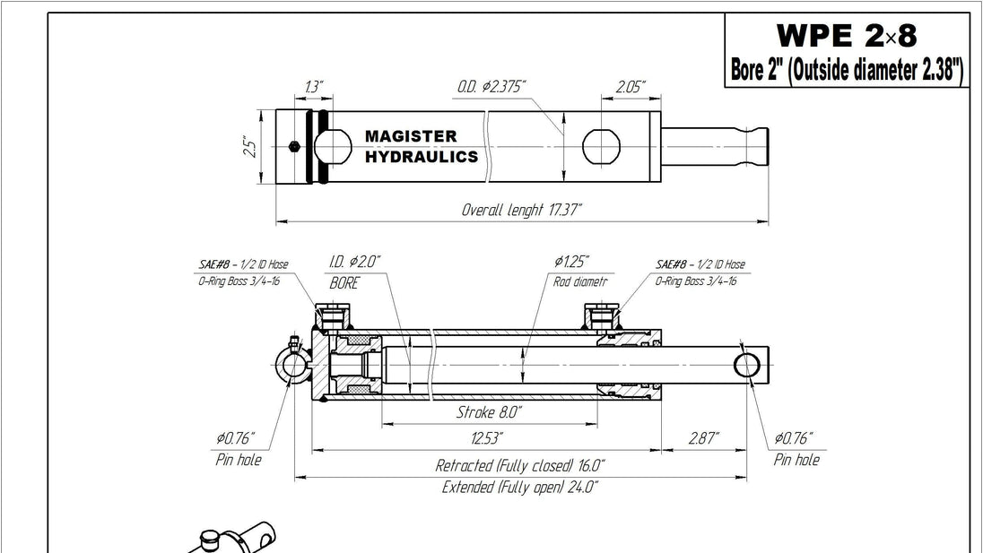 2" Bore Pin Eye Cylinders - GetHydraulics