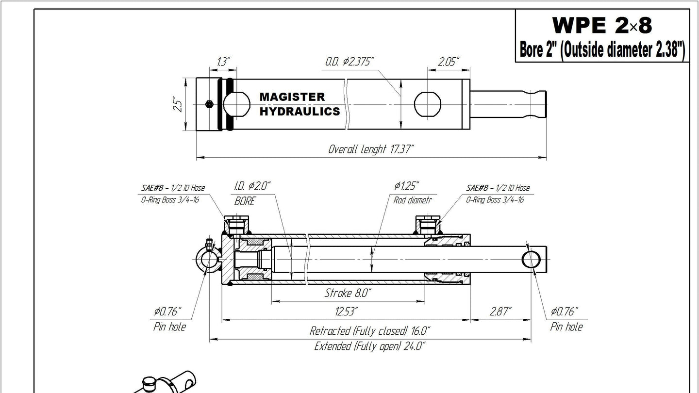 2" Bore Pin Eye Cylinders - GetHydraulics