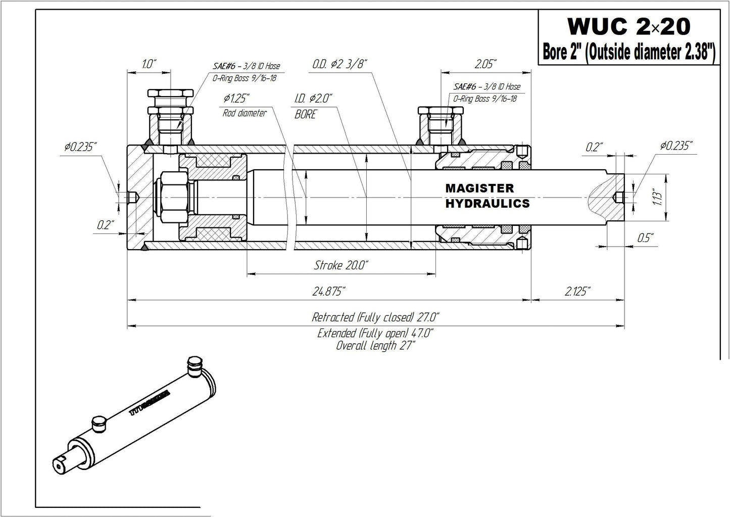 2" Bore Universal Hydraulic Cylinders - GetHydraulics