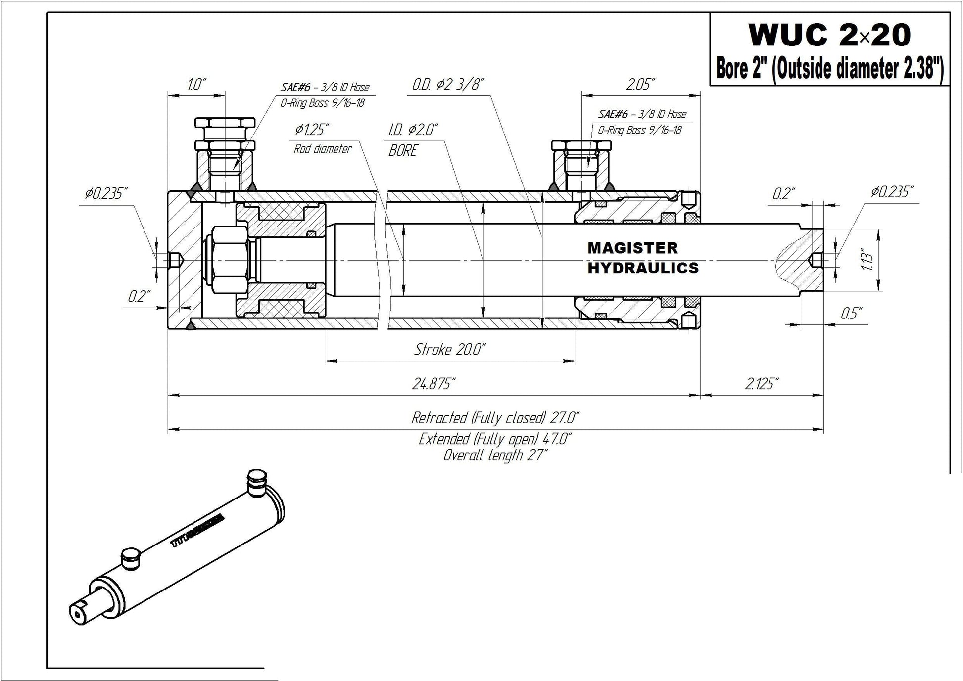 2" Bore Universal Hydraulic Cylinders - GetHydraulics