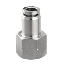 20037SS Female Connector, 3/8 - in Push - to - Connect x 3/8 - in Female NPT, Stainless Steel - GetHydraulics.com