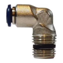 20072N 90 deg Fixed Elbow, 3/8 in Tube OD x 1/4 in Male NPTF, Brass, Nickel - Plated - GetHydraulics.com