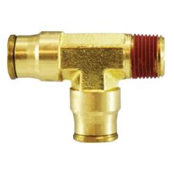 20102 Fixed Male Run Tee, 1/2 - in Push - to - Connect x 3/8 - in Male NPTF x 1/2 - in Push - to - Connect, Brass - GetHydraulics.com