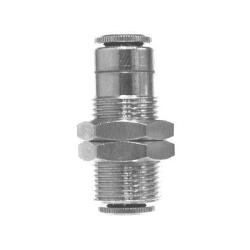 20127N Bulkhead Union, 1/4 in Push - In x 1/4 in Push - In, Brass, Nickel - Plated - GetHydraulics.com
