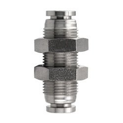 20127SS Bulkhead Union, 1/4 - in Push - to - Connect x 1/4 - in Push - to - Connect, Stainless Steel - GetHydraulics.com