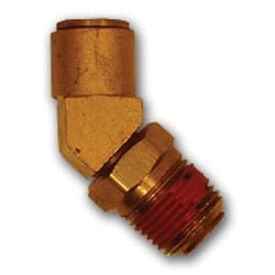 20139 45 deg Elbow, 1/4 in Push - In x 1/8 in MIP Swivel, Brass - GetHydraulics.com