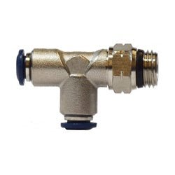 20167N Swivel Male Run Tee, 1/2 - in Push - to - Connect x 1/2 - in Male Global Thread Swivel x 1/2 - in Push - to - Connect, Brass, Nickel - Plated - GetHydraulics.com