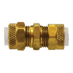 20200 Reducing Poly - Flo Union, 3/8 in Flareless x 1/4 in Flareless, Brass - GetHydraulics.com