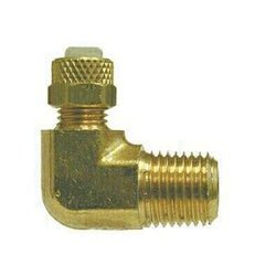 20290L 90 deg Long Elbow, 1/4 in Flareless Tube x 1/4 in MIP, Brass - GetHydraulics.com