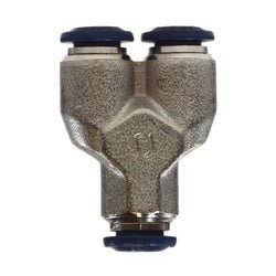 20553N Union Wye, 1/4 in Push - to - Connect x 1/4 in Push - to - Connect x 1/4 in Push - to - Connect, Nickel - Plated Brass - GetHydraulics.com