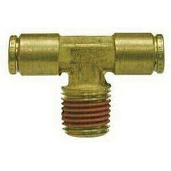 20607 Branch Tee, 1/2 - in Push - to - Connect x 1/2 - in Push - to - Connect x 1/4 - in Male NPTF, Brass - GetHydraulics.com