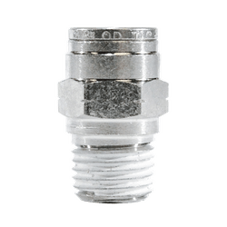 20632NIC Male Adapter with Nickel Collet, 6mm Push - to - Connect x 1/8 - in Male BSPT, Brass, Nickel - Plated - GetHydraulics.com