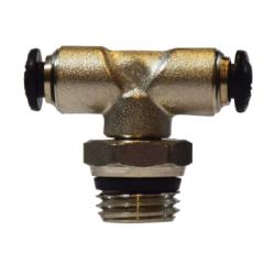 20684N Swivel Branch Tee, 8 mm Push - to - Connect x 8 mm Push - to - Connect x 1/4 - in Male Global Thread Swivel, Brass, Nickel - Plated - GetHydraulics.com