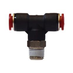 20689 Swivel Male Branch Tee, 12 mm Push - to - Connect x 12 mm Push - to - Connect x 1/2 - in Male BSPT Swivel, Composite - GetHydraulics.com