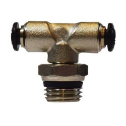 20719N Swivel Branch Tee, 14 mm Push - to - Connect x 14 mm Push - to - Connect x 1/2 - in Male Global Thread Swivel, Brass, Nickel - Plated - GetHydraulics.com